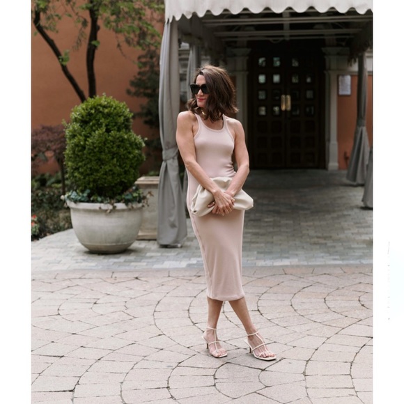 NWOT LNA Skinny Racer Midi Tank Dress in Colour  Nude size L - Picture 4 of 15